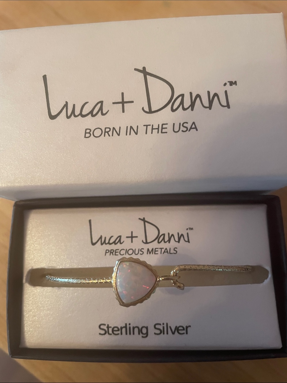 Luca + Danni Gold-Tone Bracelet with White Opal Triangle